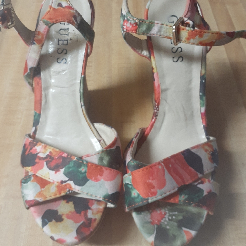 Cork wedge Guess Floral sandals